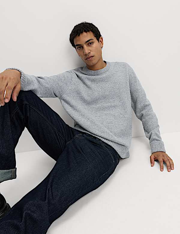 Lambswool Blend Chunky Crew Neck Jumper - CA
