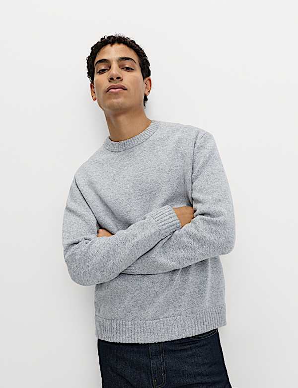 Lambswool Blend Chunky Crew Neck Jumper - CA