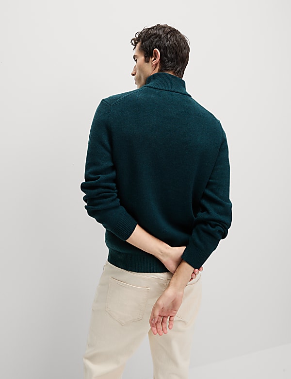 Lambswool Blend Funnel Neck Half Zip Jumper - TW