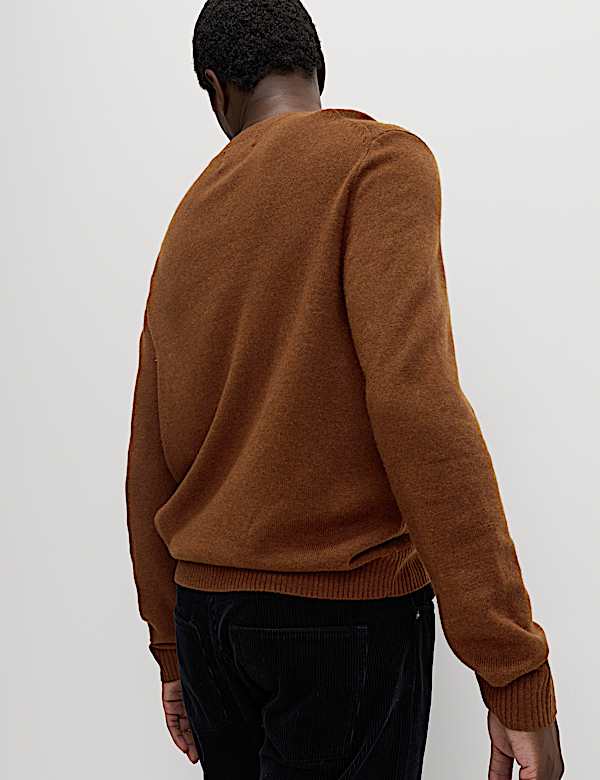 סריג צמר טלאים טהור עם צווארון עגול - IL