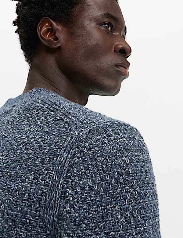 Trui van lamswolmix met ronde hals en structuur - BE