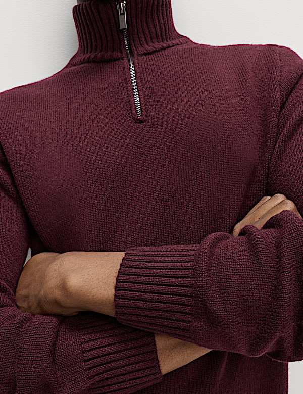 Lambswool Blend Half Zip Jumper - GR