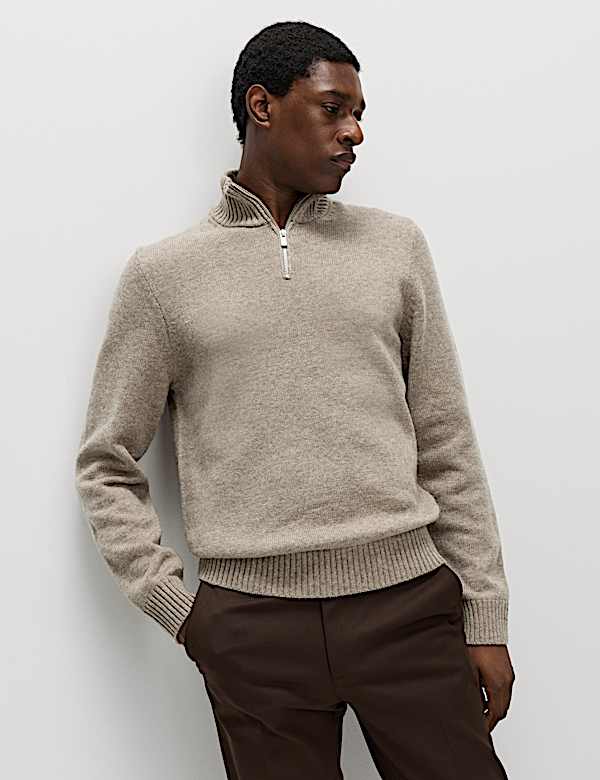Lambswool Blend Half Zip Jumper - GR