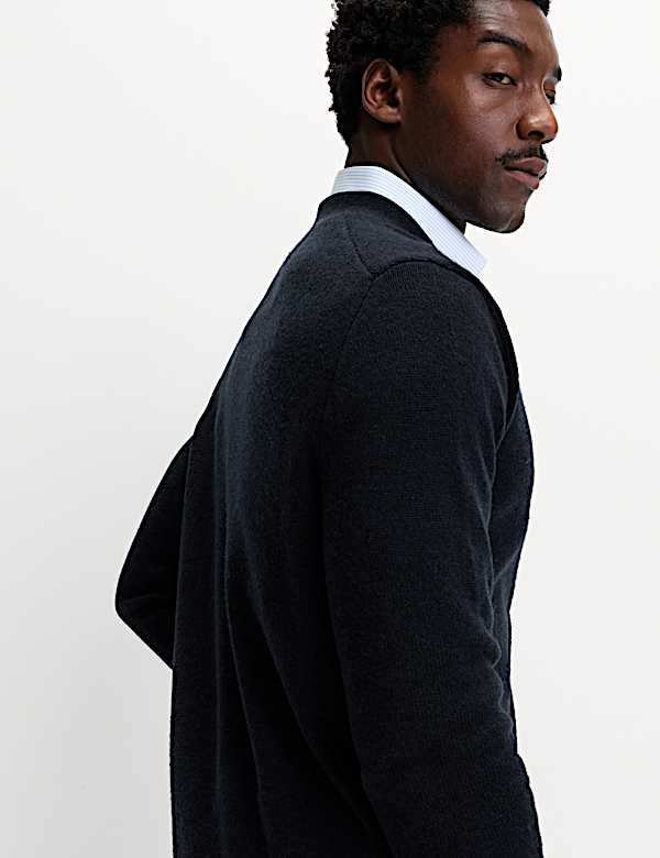 Jehněčí vlna Kardigan s výstřihem do V ze směsi bavlny - CZ