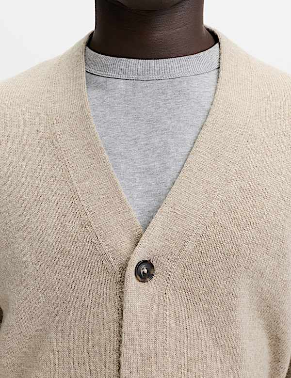 Lambswool Blend V-Neck Cardigan - US