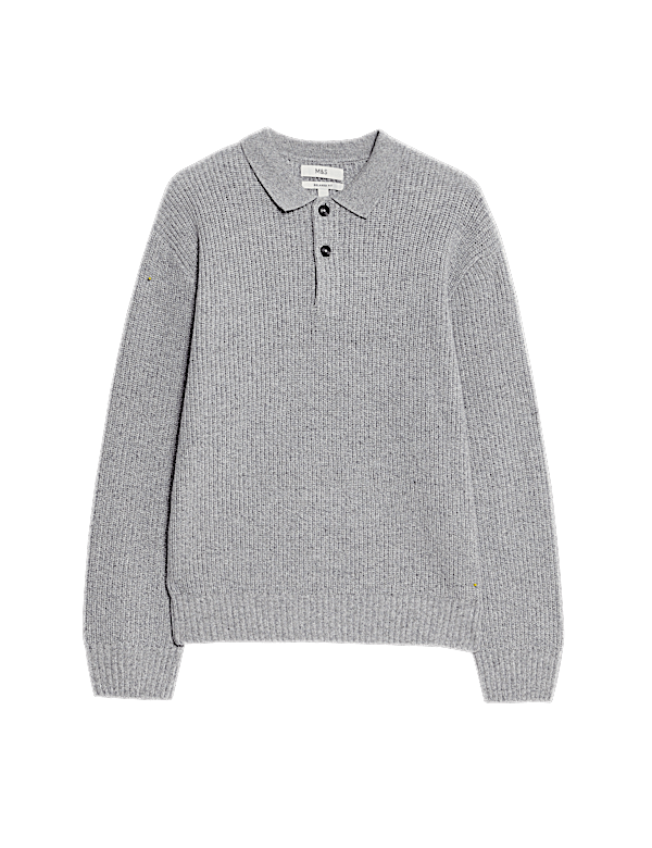 Lambswool Blend Knitted Polo Shirt