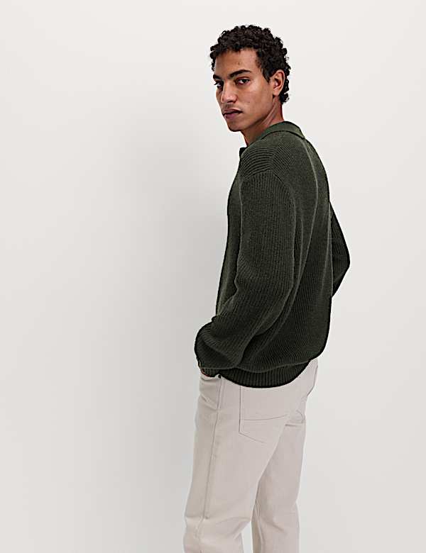 חולצת פולו סרוגה מתערובת צמר טלאים - IL