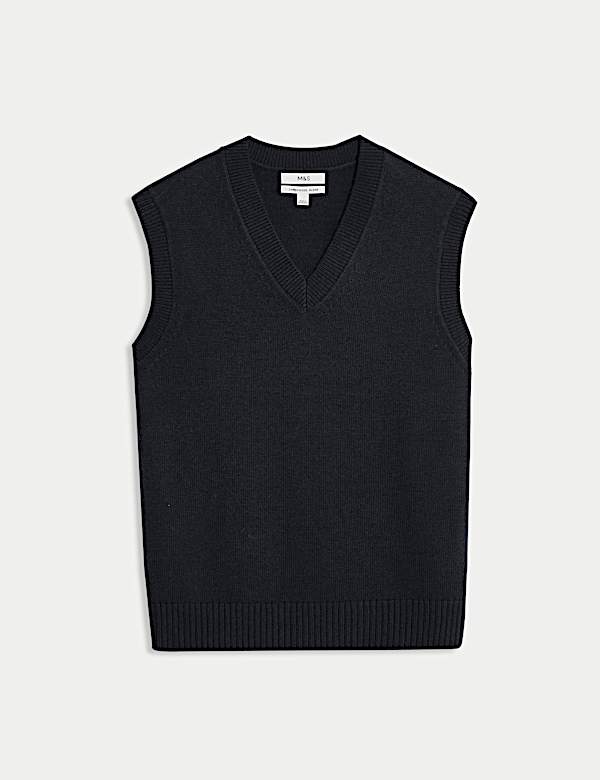 Lambswool Blend V-Neck Knitted Vest