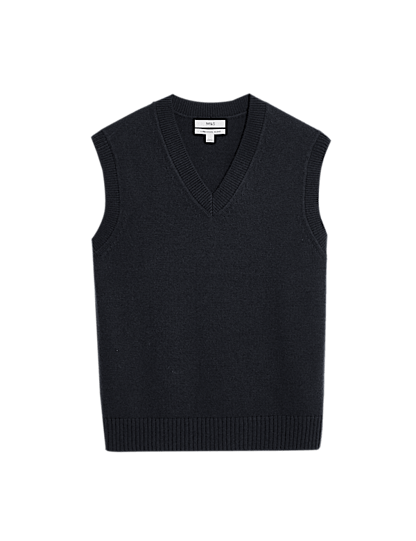 Lambswool Blend V-Neck Knitted Vest