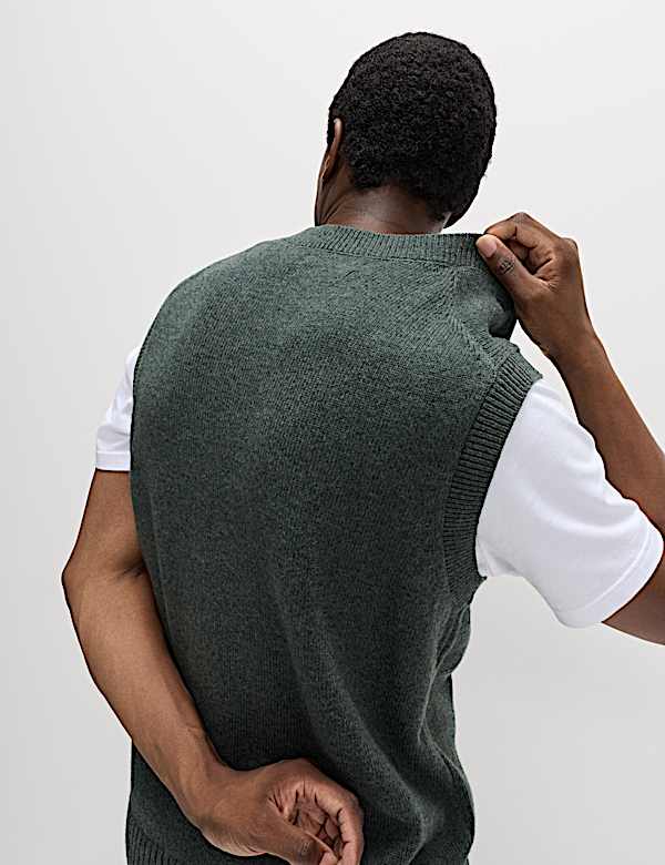 Lambswool Blend V-Neck Knitted Vest