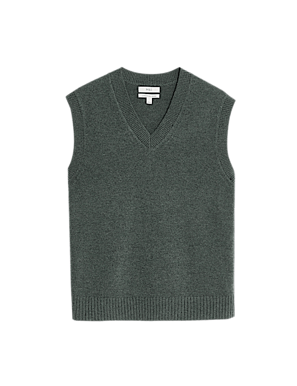 Lambswool Blend V-Neck Knitted Vest