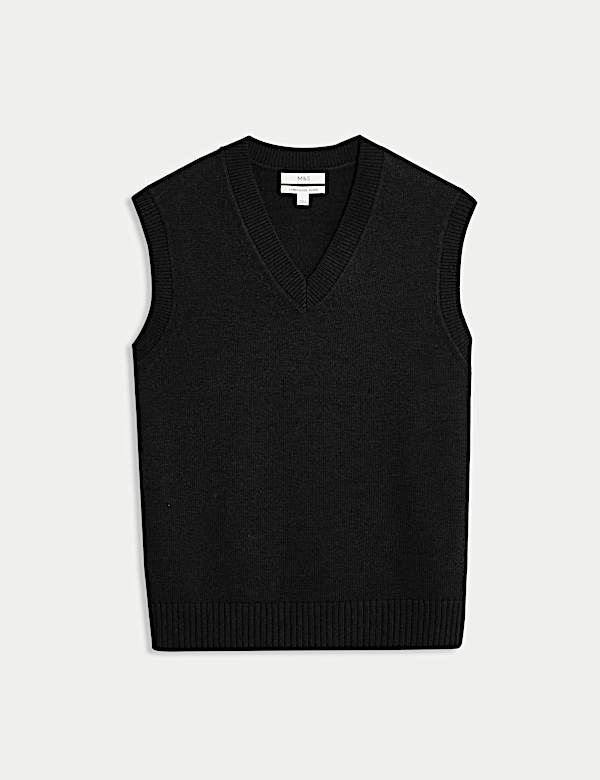 Lambswool Blend V-Neck Knitted Vest - GR
