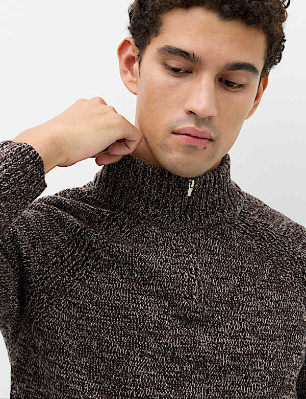Lambswool Blend Regular Fit Half Zip Jumper - US