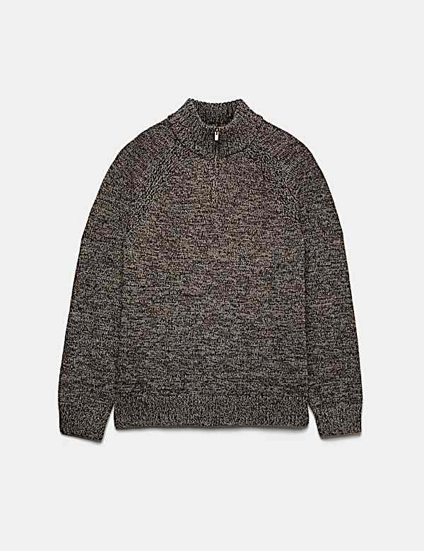 Lambswool Blend Regular Fit Half Zip Jumper - US