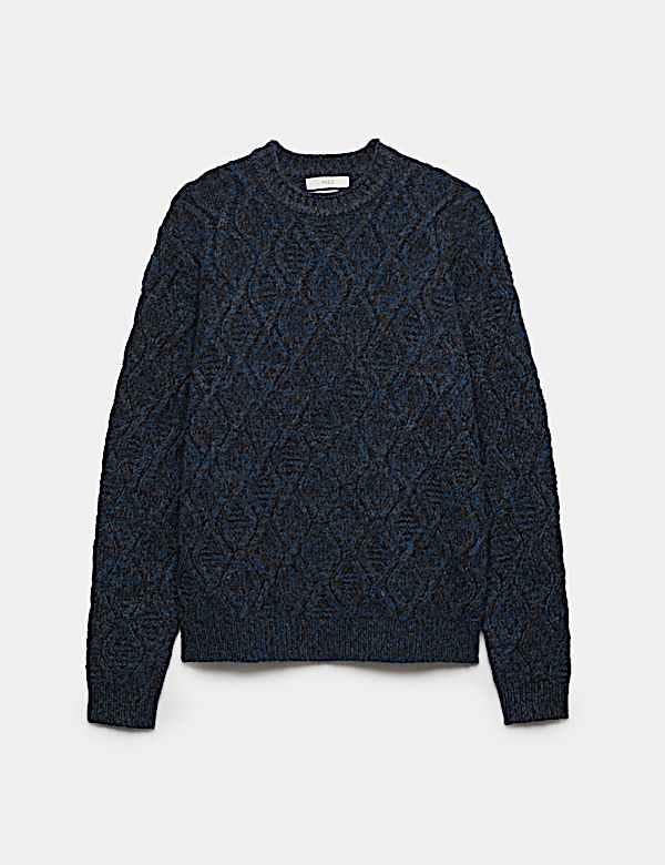 Cable Crew Neck Jumper with Wool - MV
