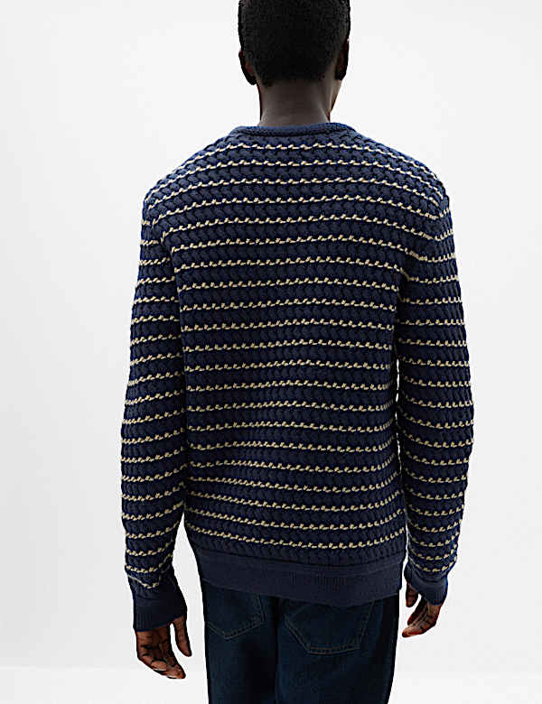 Wool Blend Striped Crew Neck Jumper - JE