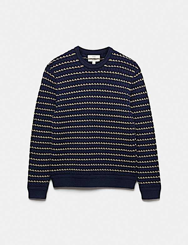 Wool Blend Striped Crew Neck Jumper - JE