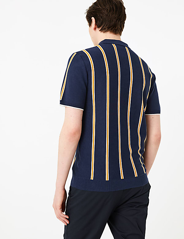 Cotton Striped Knitted Polo Shirt