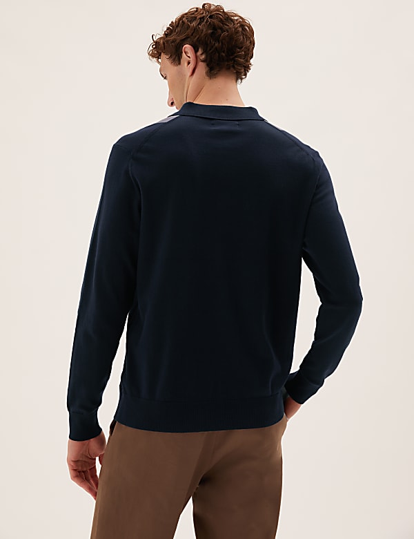 Cotton Rich Block Stripe Knitted Polo Shirt