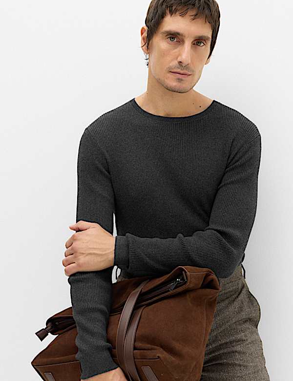 Cotton Blend Crew Neck Smart Jumper - UA