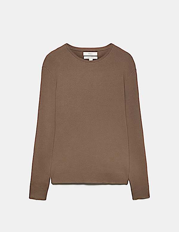 Cotton Blend Crew Neck Smart Jumper - CZ