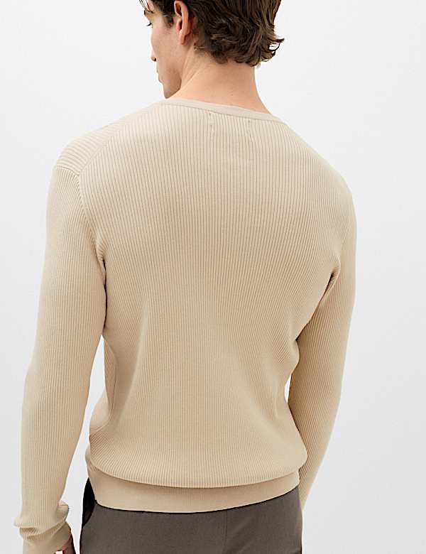Cotton Blend Smart Henley Jumper - HR