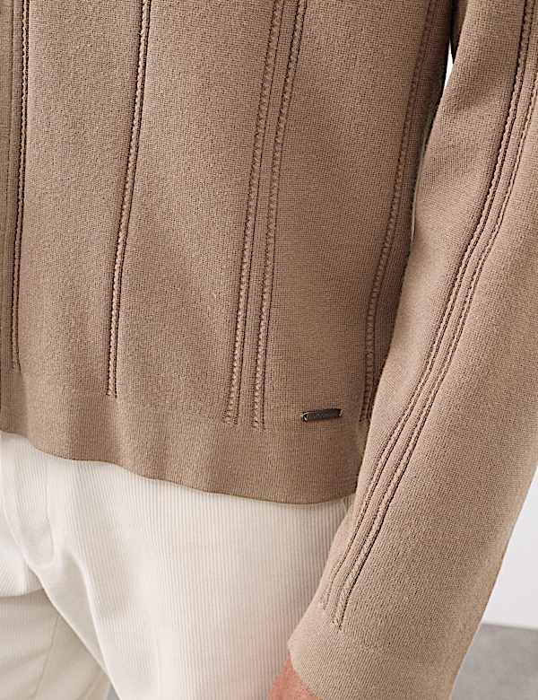 Relaxed Fit Strick-Cardigan mit V-Ausschnitt und vertikaler Ziernaht - DE