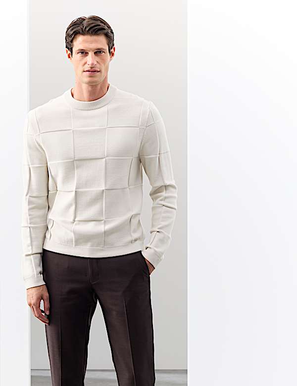Textured Crew Neck Knitted Jumper