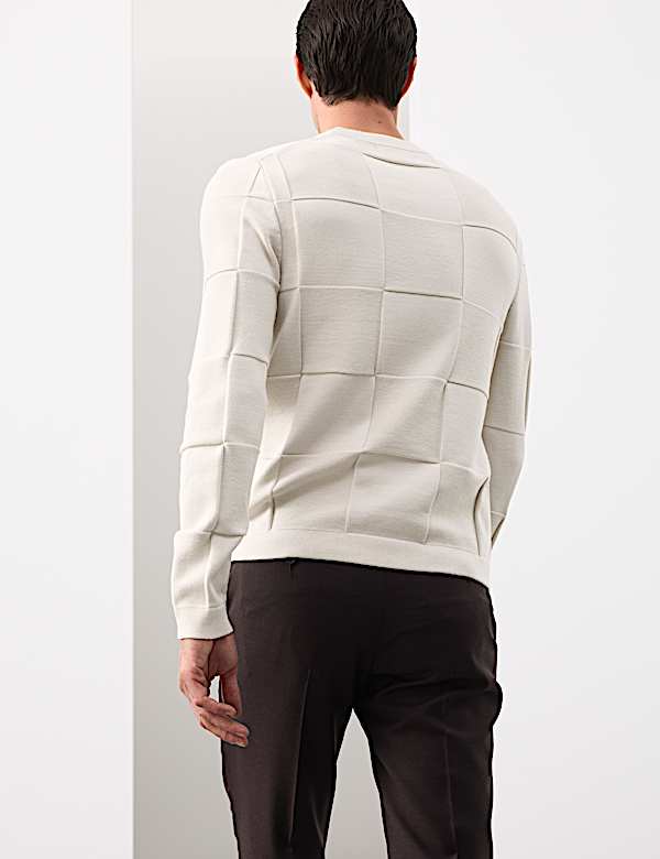 Textured Crew Neck Knitted Jumper