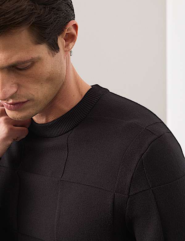 Textured Crew Neck Knitted Jumper - RO