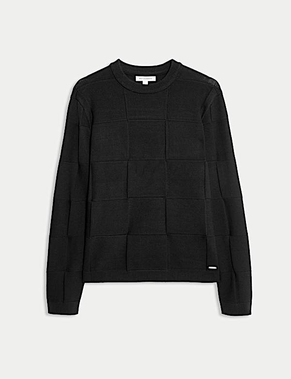 Textured Crew Neck Knitted Jumper - RO