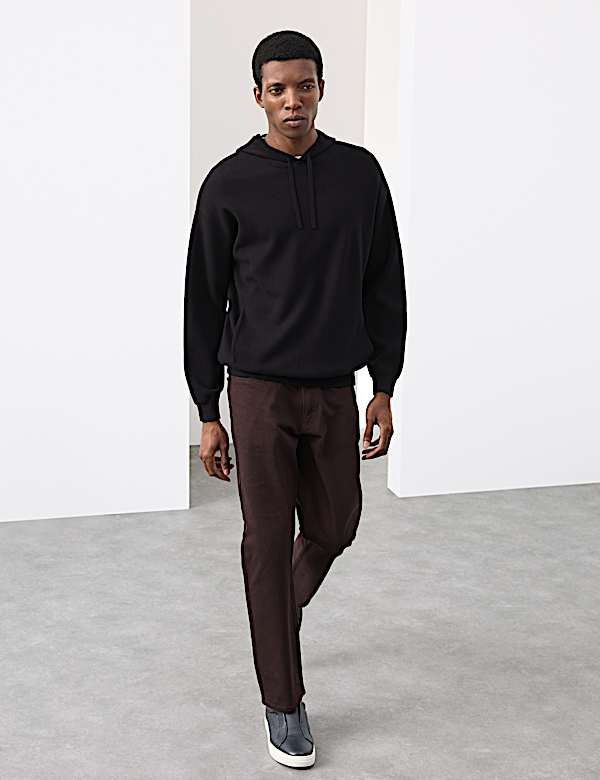 Sudadera con capucha de punto Milano con pespuntes - US