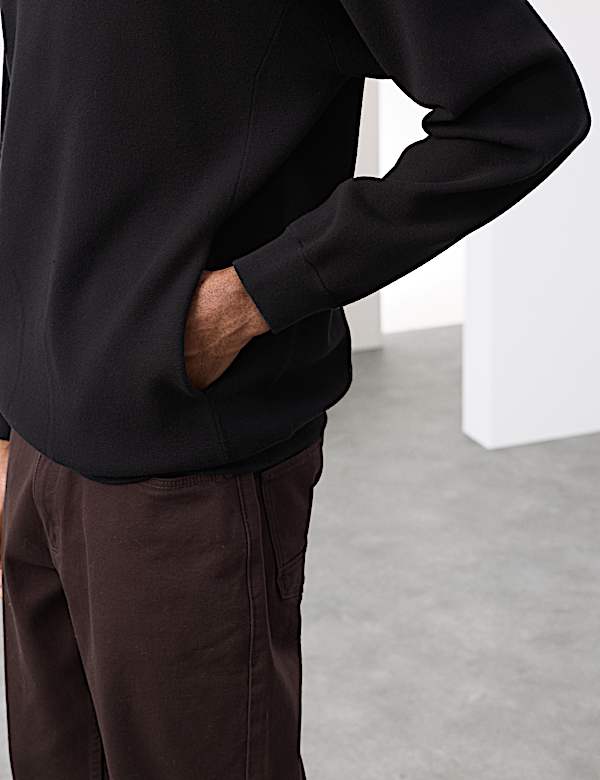 Sudadera con capucha de punto Milano con pespuntes - US