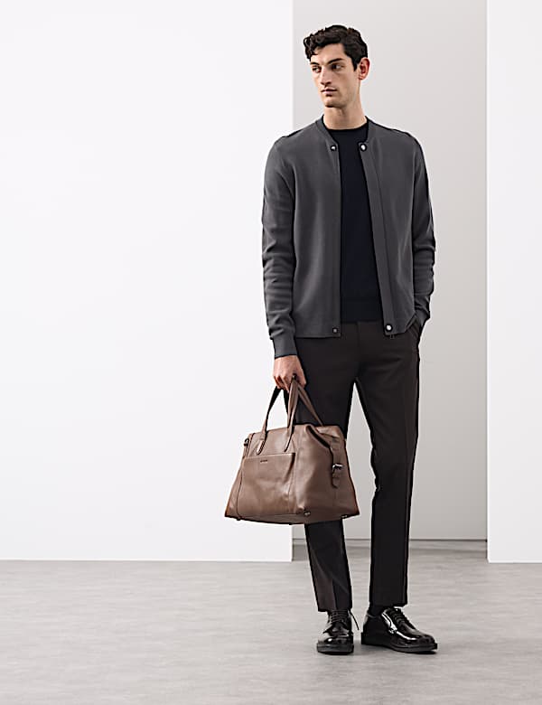 ז'קט בומבר בסריגת מילאנו עם צווארון בייסבול - IL