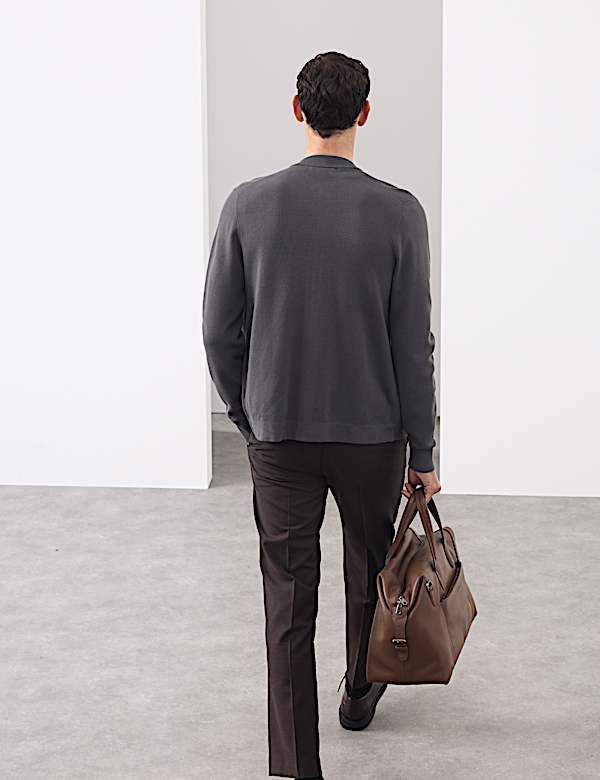 ז'קט בומבר בסריגת מילאנו עם צווארון בייסבול - IL