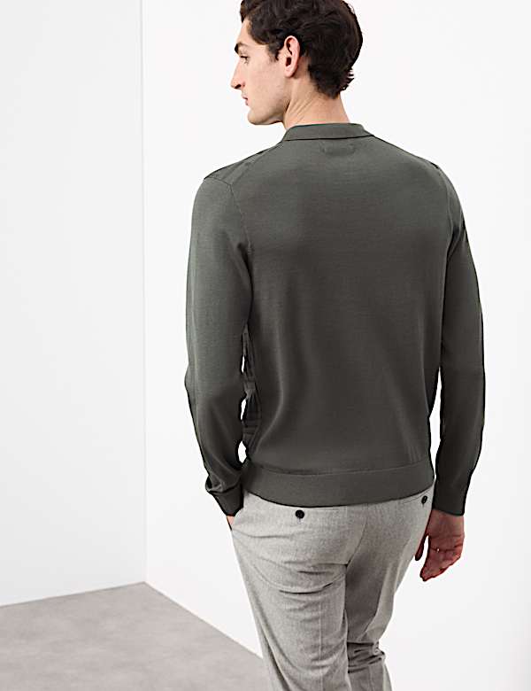 Mercerised Cotton Geometric Half Zip Polo - JE