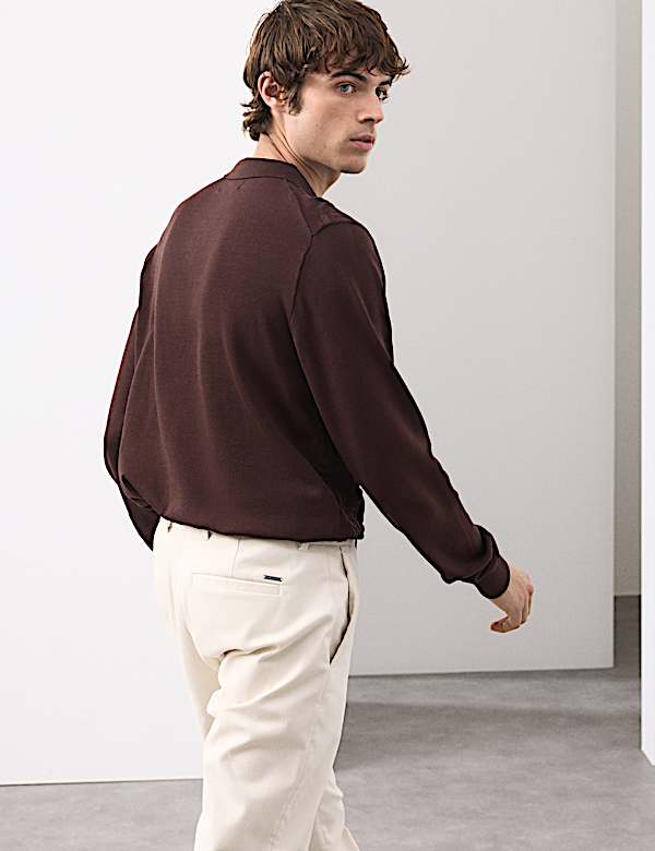 Mercerised Cotton Geometric Half Zip Polo