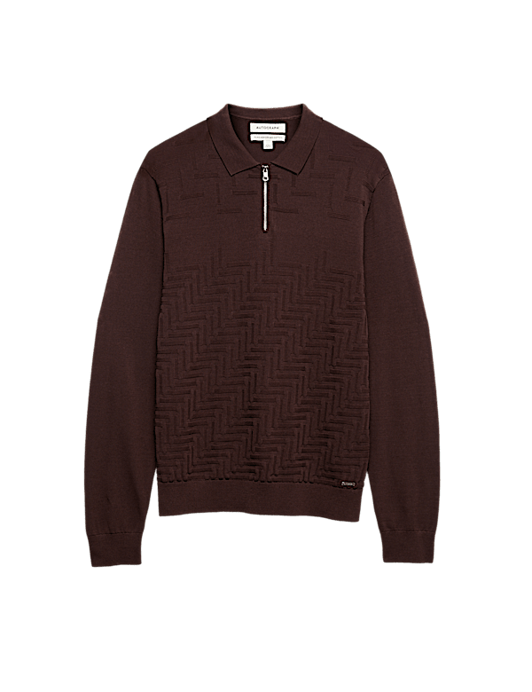 Mercerised Cotton Geometric Half Zip Polo