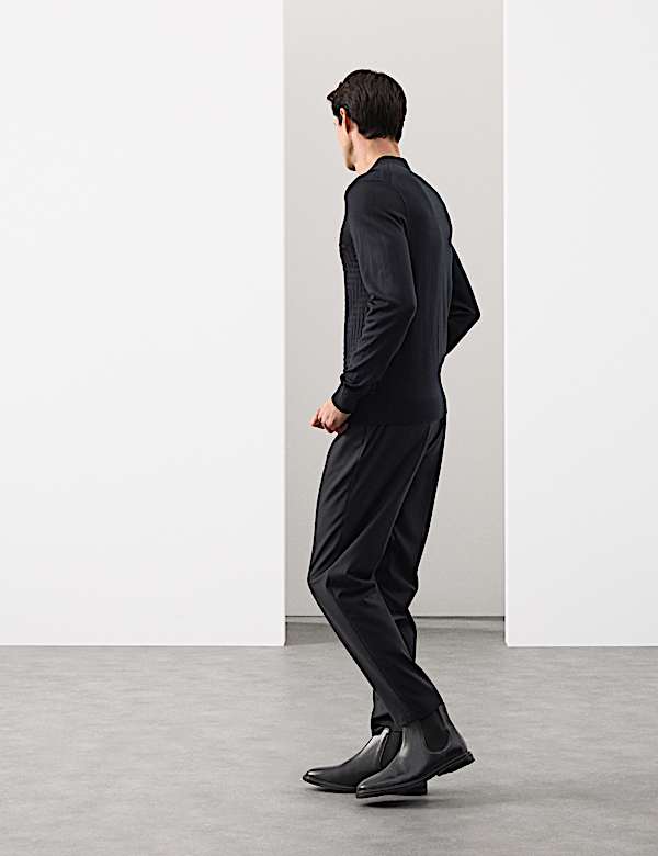 Mercerised Cotton Geometric Half Zip Polo - CA