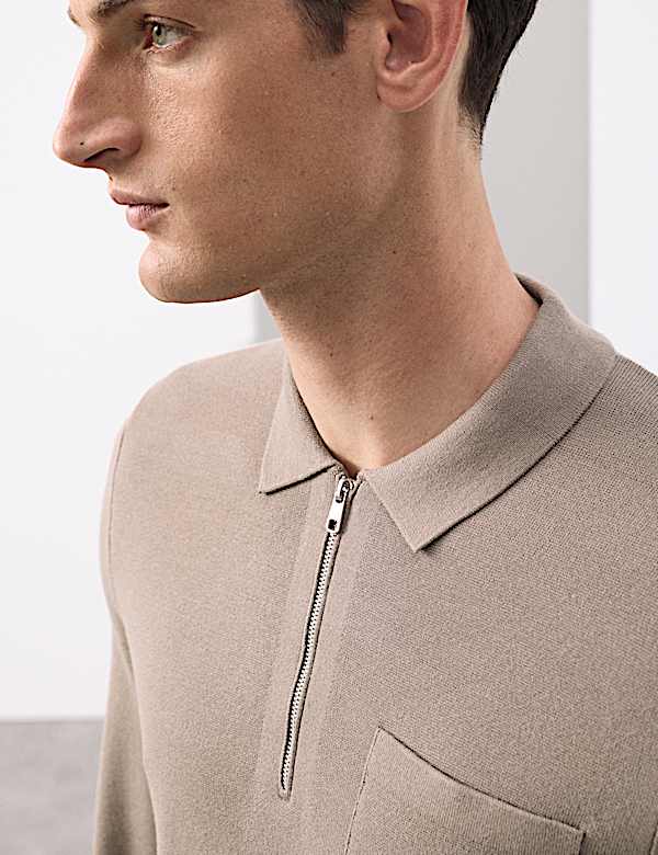 Milano Knit Relaxed Half Zip Polo Shirt - AU