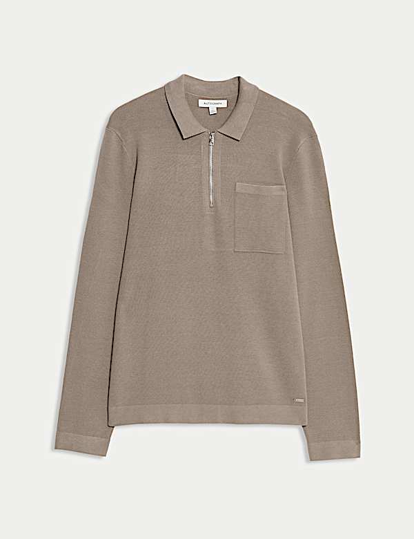 Milano Knit Relaxed Half Zip Polo Shirt - NO