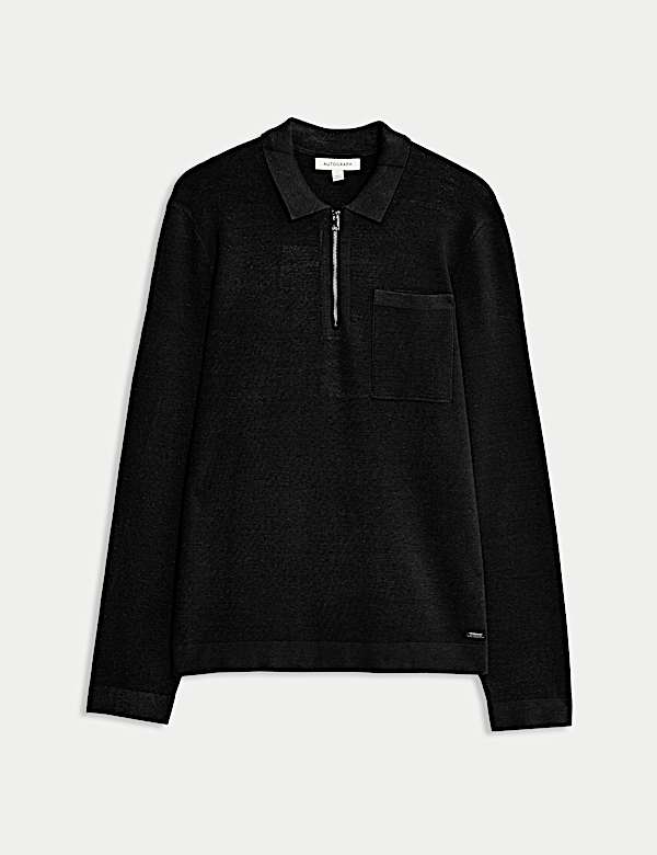 Milano Knit Relaxed Half Zip Polo Shirt - CA