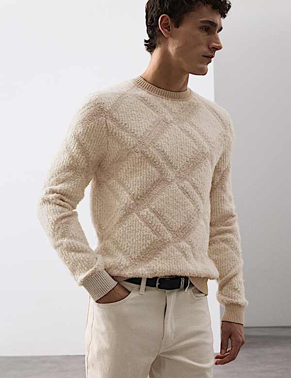 Merino Wool Rich Geometric Boucle Jumper - JE