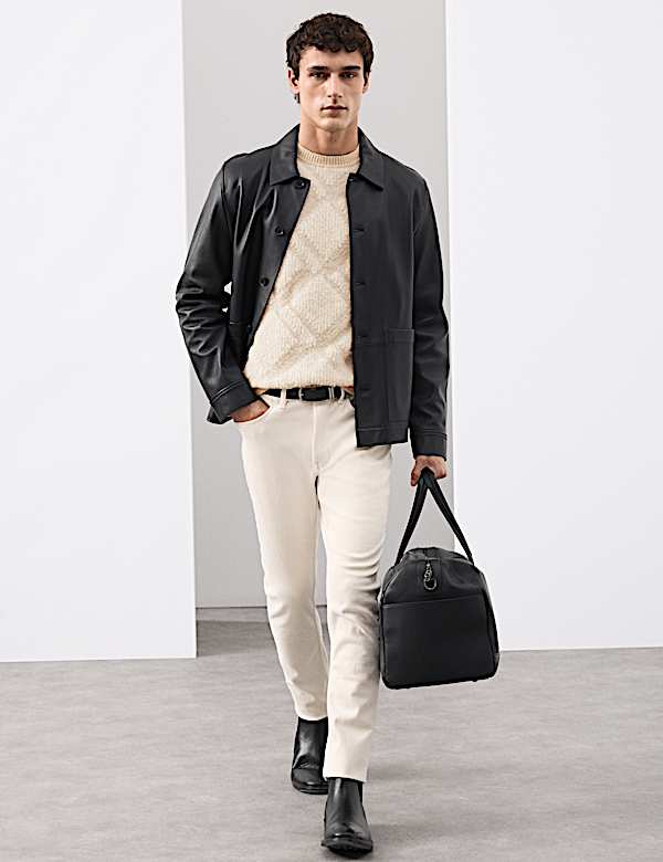 סוודר בוקלה עשיר בצמר מרינו בדוגמה גיאומטרית - IL