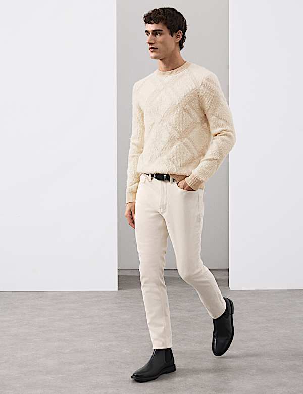 סוודר בוקלה עשיר בצמר מרינו בדוגמה גיאומטרית - IL