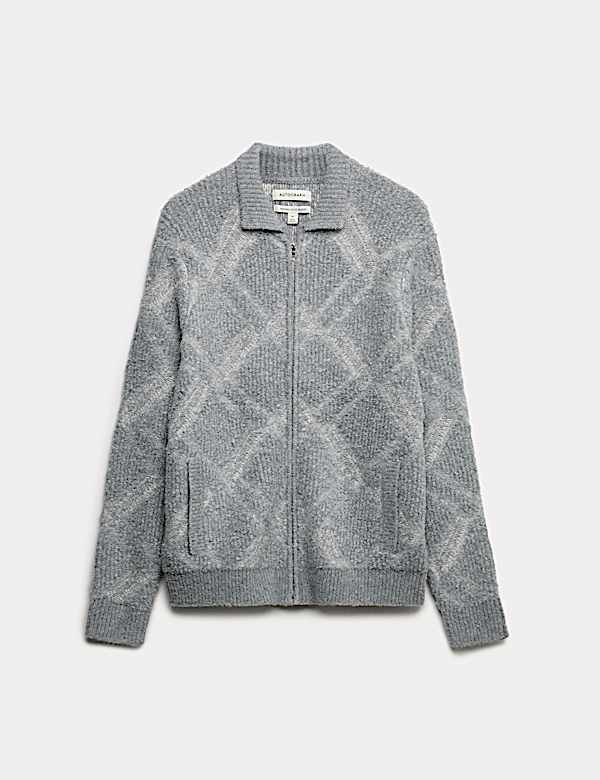 ז'קט בוקלה מבד עשיר בצמר מרינו עם רוכסן - IL