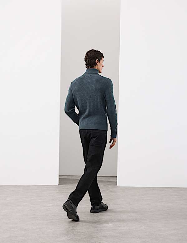 Pure Wool Wave Stitch Roll Neck Jumper