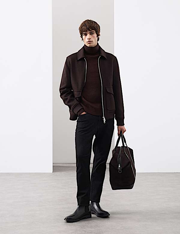 Pure Wool Wave Stitch Roll Neck Jumper