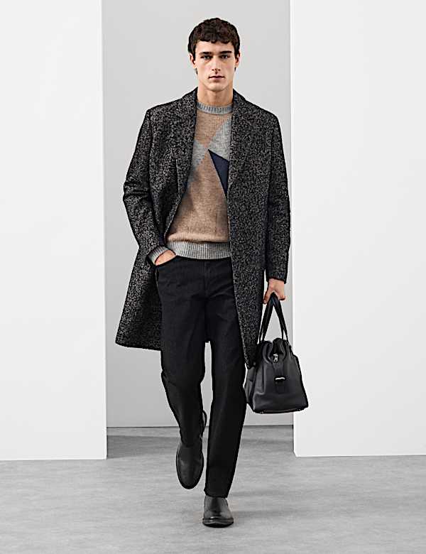 Wool-Rich Pattern Crew Neck Jumper with Mohair - AU