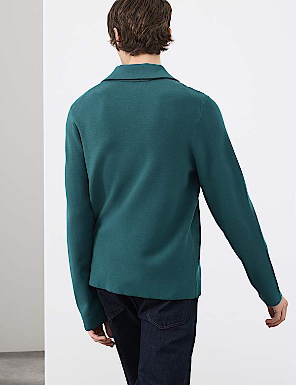 Milano-Knit Extended Funnel Neck Half Zip Jumper - FI